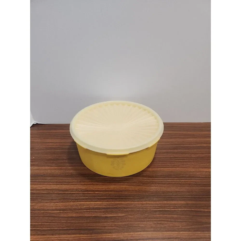 Lot 5 Vintage Tupperware Servalier Canisters 1204 Orange Yellow Green‎ 4 Lids